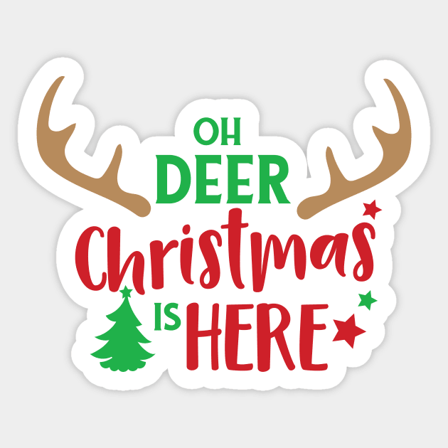 Oh Deer Christmas Is Here, Christmas Tree, Antlers Sticker by Jelena Dunčević